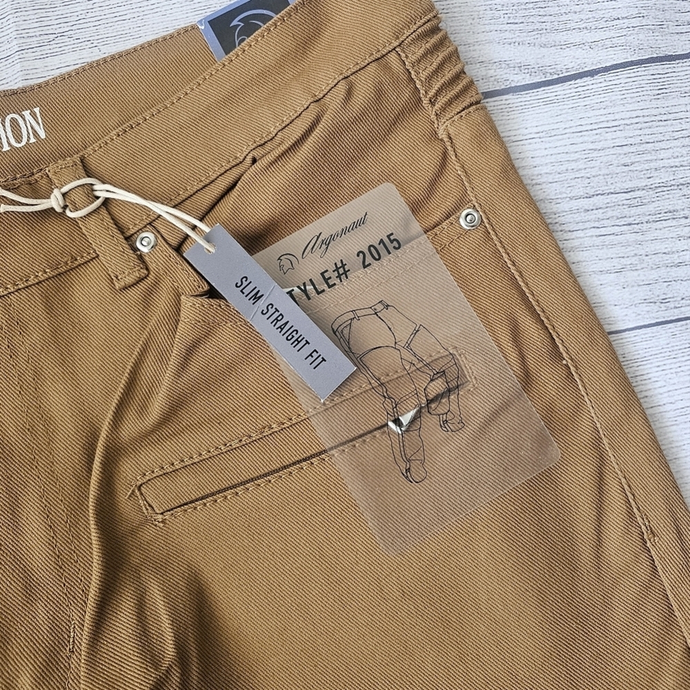 Men's Slim Straight Fit Biker Style Denim Jeans In Wheat/Timber - Picture 5 of 13
